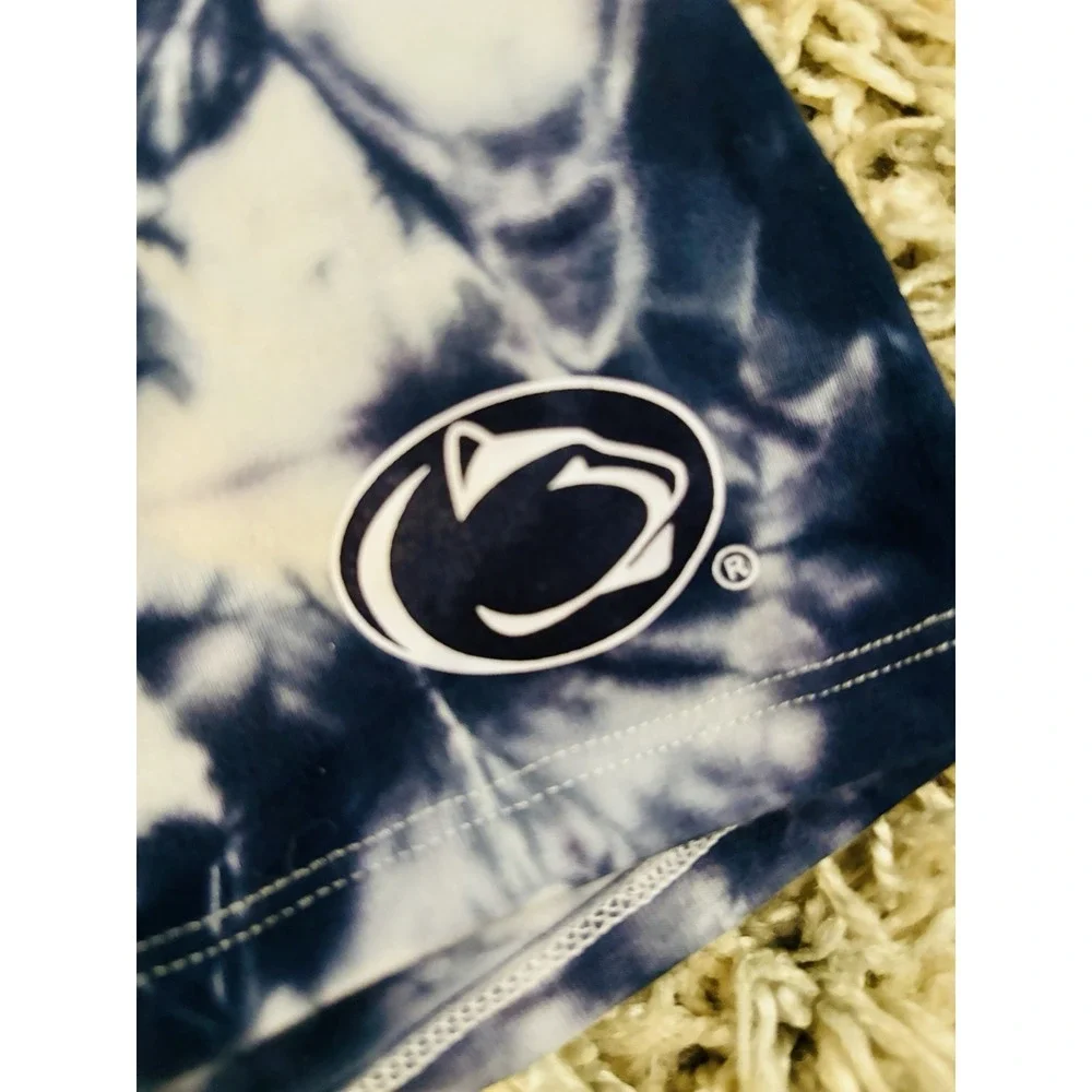 Women's Victoria's Secret PINK Yoga Tie Dye Penn State Shorts‎ Blue White Medium - Picture 3 of 7